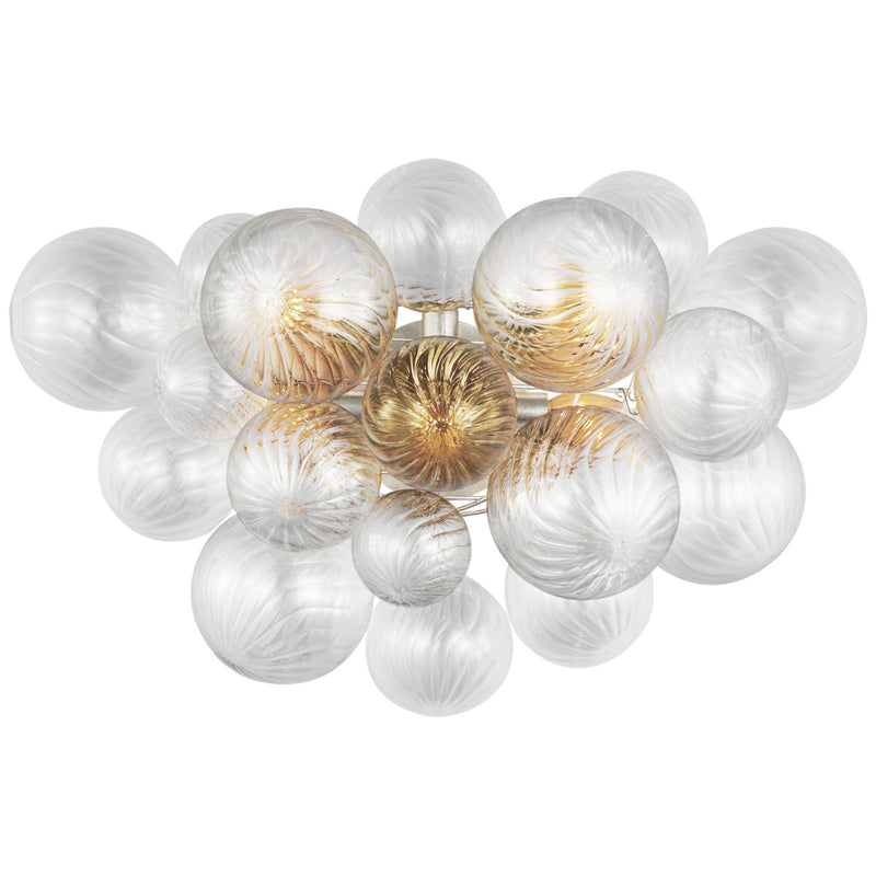 Julie Neill Talia Large Sconce in Burnished Silver Leaf with Clear Swirled Glass