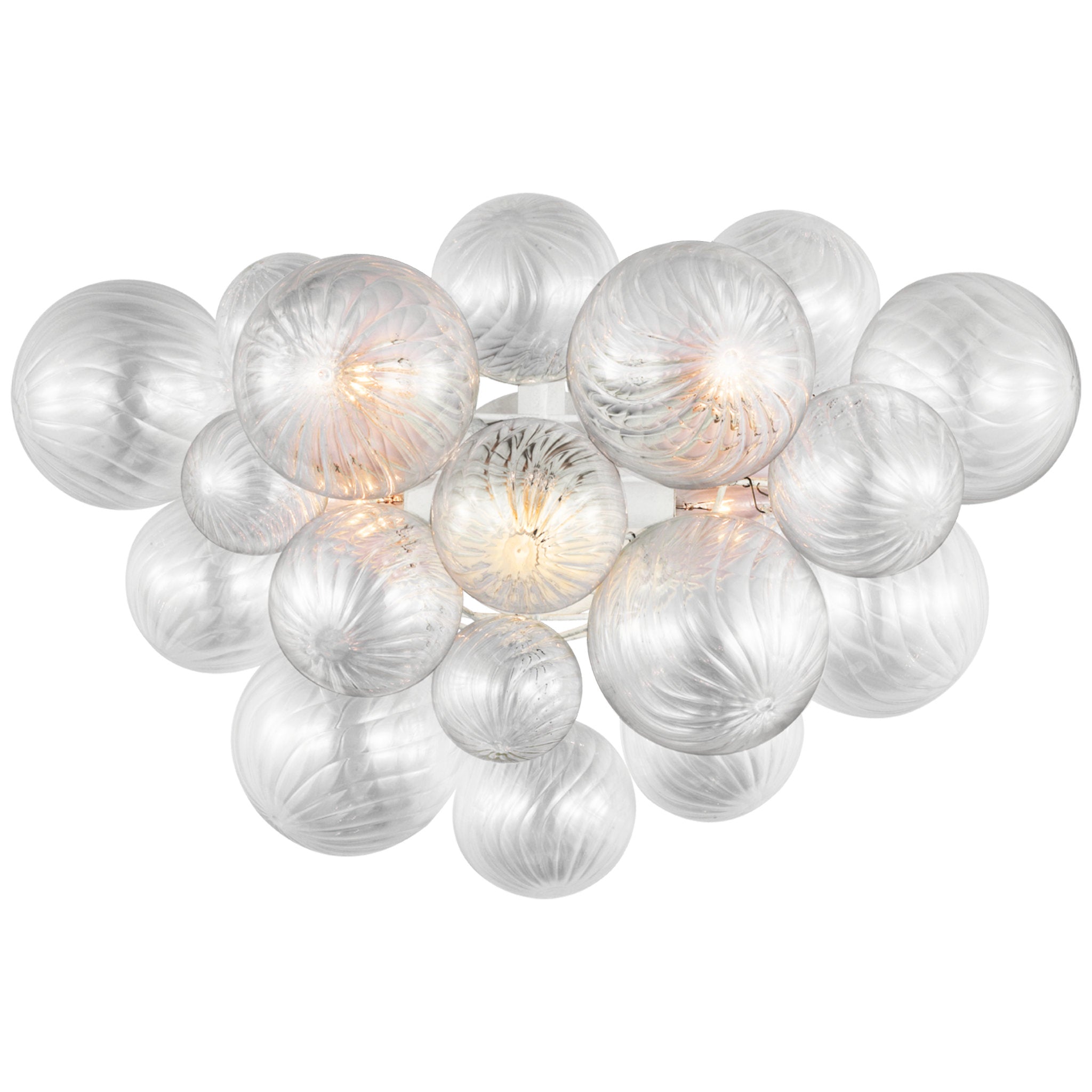 Julie Neill Talia Large Sconce in Plaster White with Clear Swirled Glass Wall Light W26.75" x H17.75"
