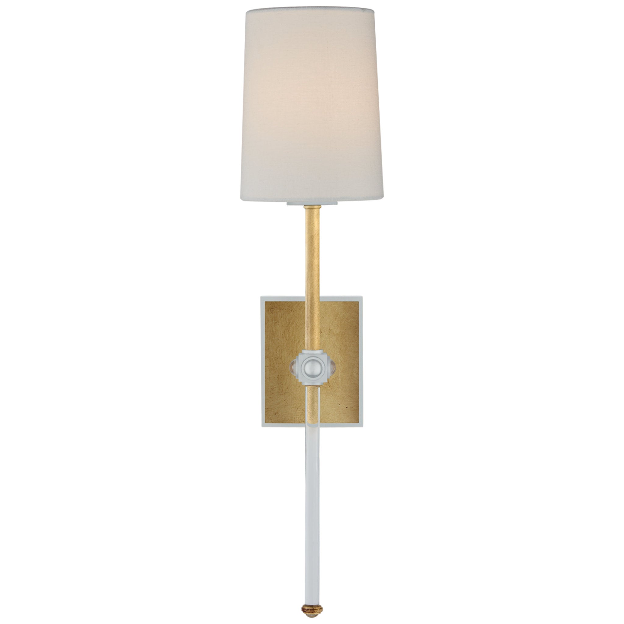 Julie Neill Lucia Medium Tail Sconce in Gild and Crystal with Linen Shade