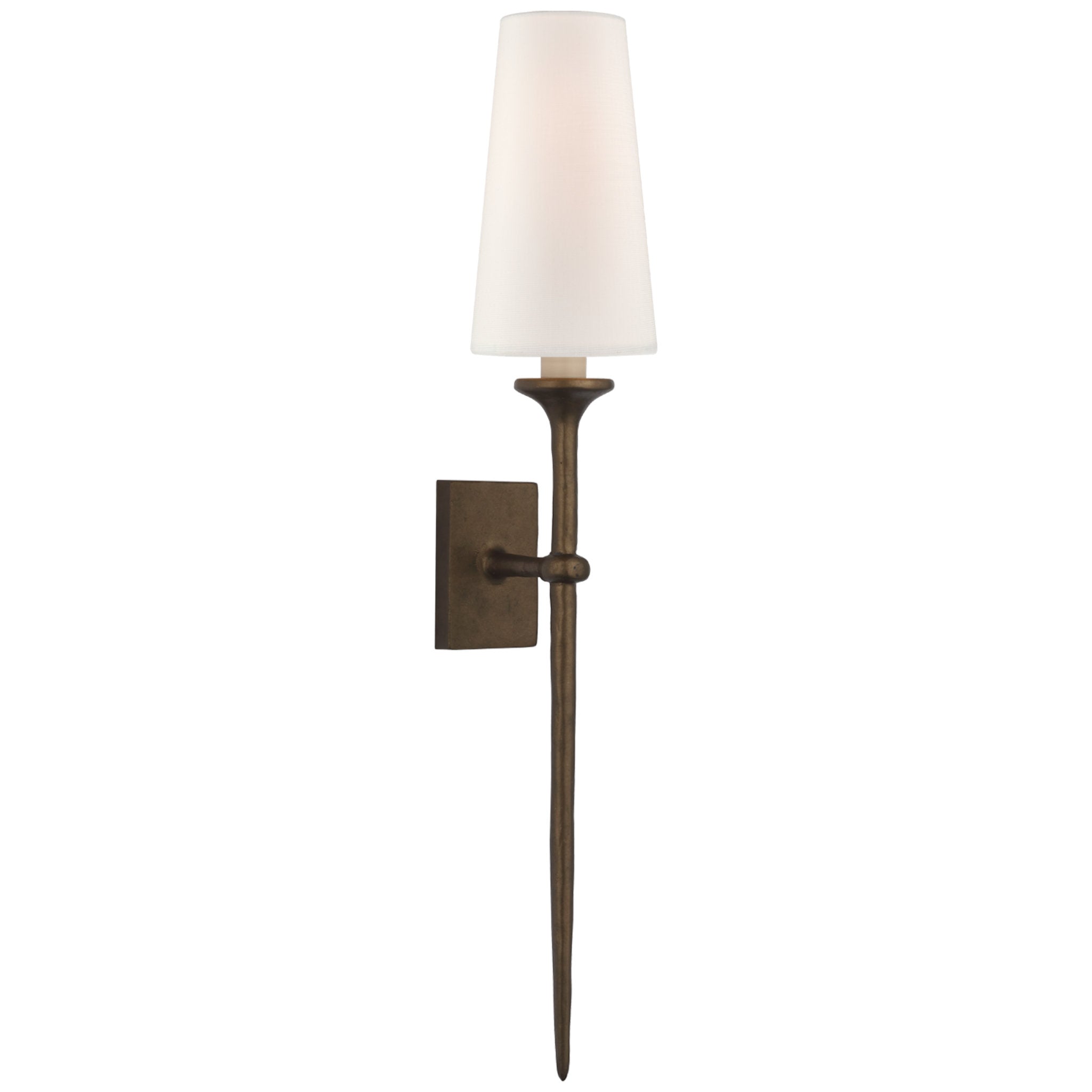 Julie Neill Iberia Single Sconce in Antique Bronze Leaf with Linen Shade