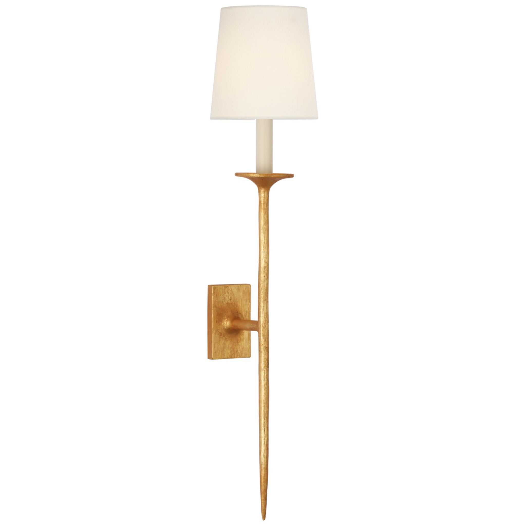 Julie Neill Catina Large Tail Sconce in Antique Gold Leaf with Linen Shade
