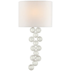 Julie Neill Milazzo Medium Right Sconce in Burnished Silver Leaf and Crystal with Linen Shade