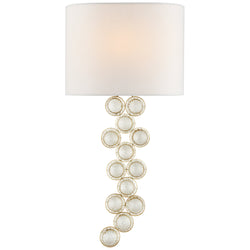 Julie Neill Milazzo Medium Right Sconce in Gild and Crystal with Linen Shade