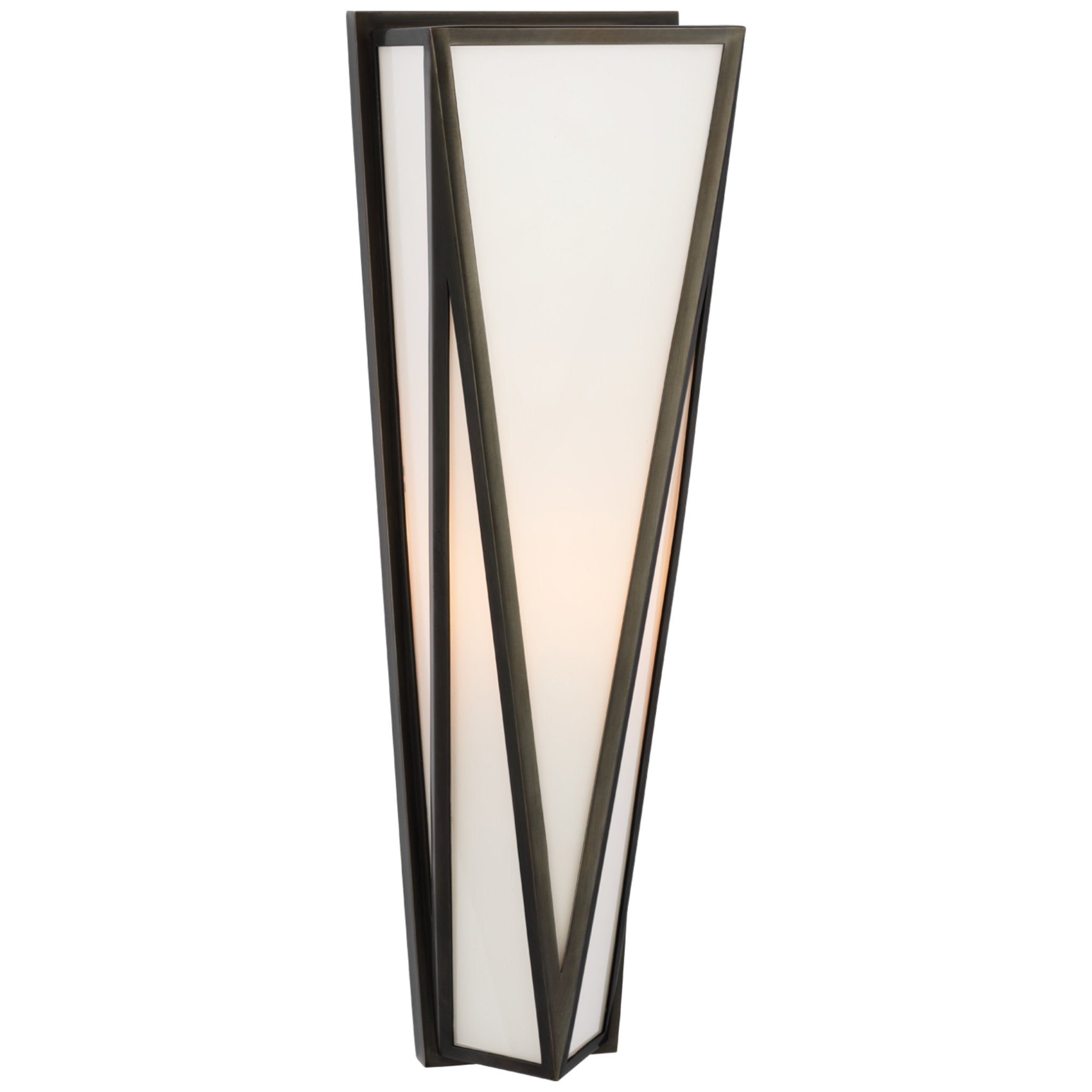 Julie Neill Lorino Medium Sconce in Bronze with White Glass Wall Light W5.5" x H17.75"