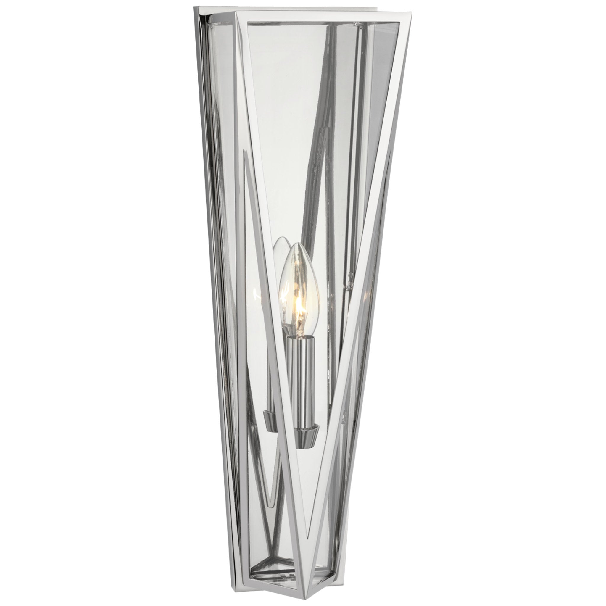 Julie Neill Lorino Medium Sconce in Polished Nickel with Clear Glass