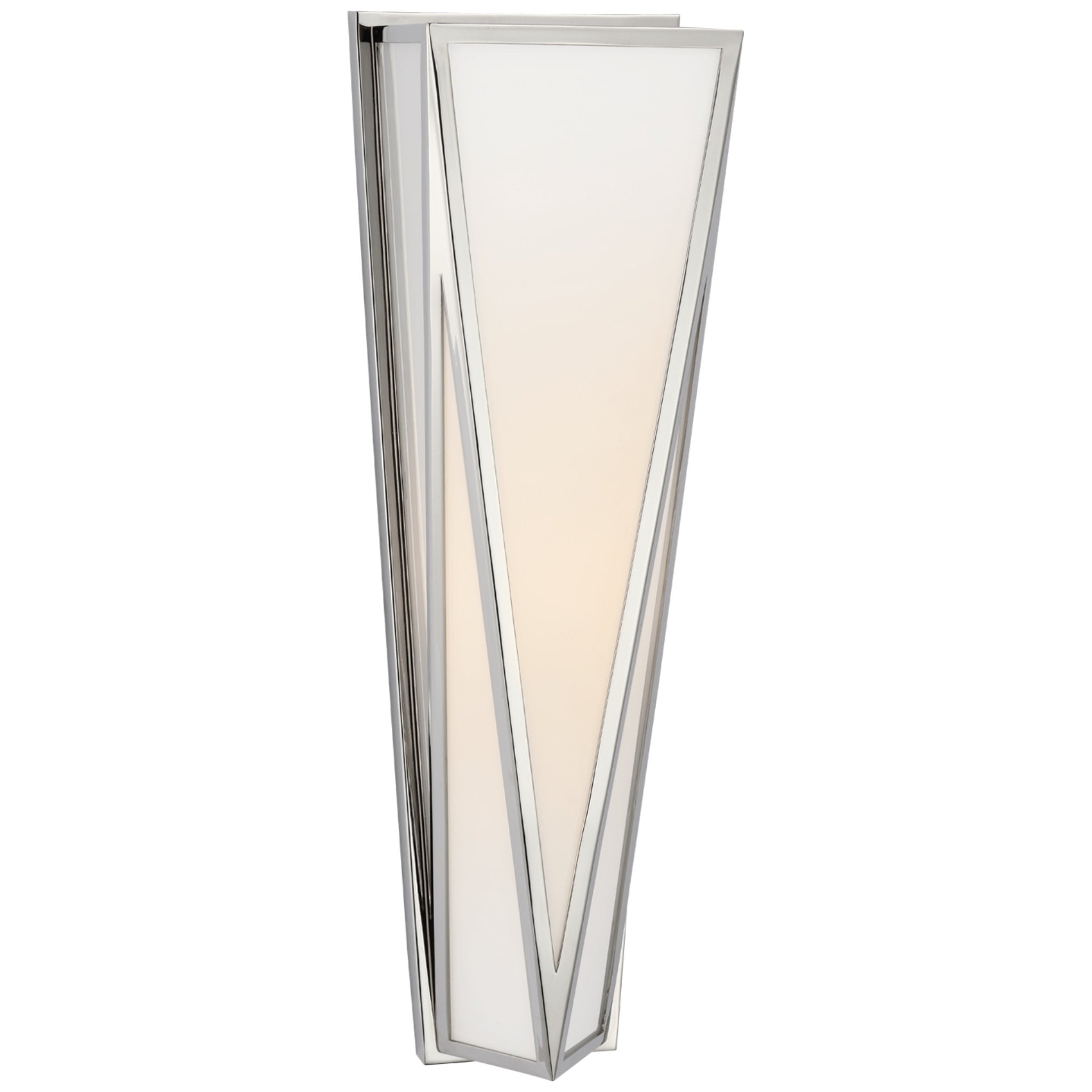 Julie Neill Lorino Medium Sconce in Polished Nickel with White Glass Wall Light W5.5" x H17.75"