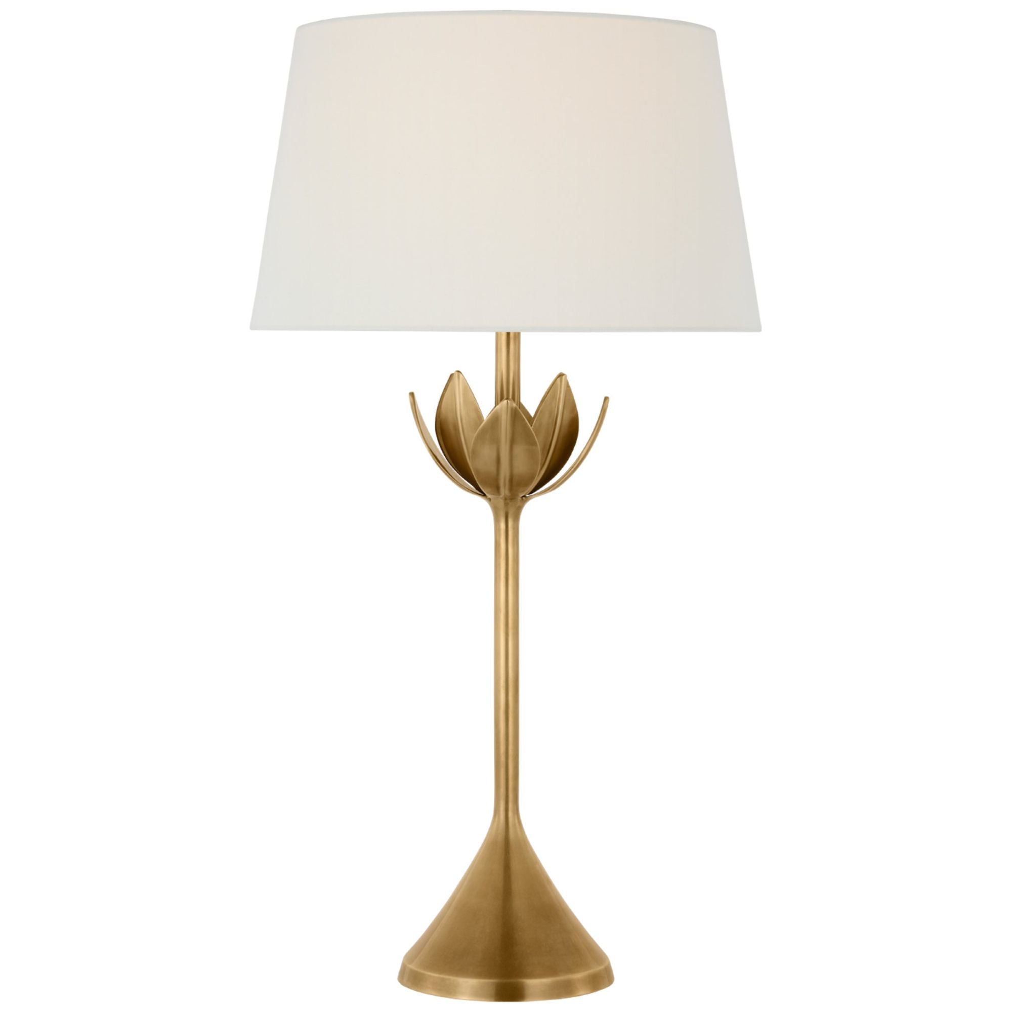 Julie Neill Alberto Large Table Lamp in Antique-Burnished Brass with Linen Shade