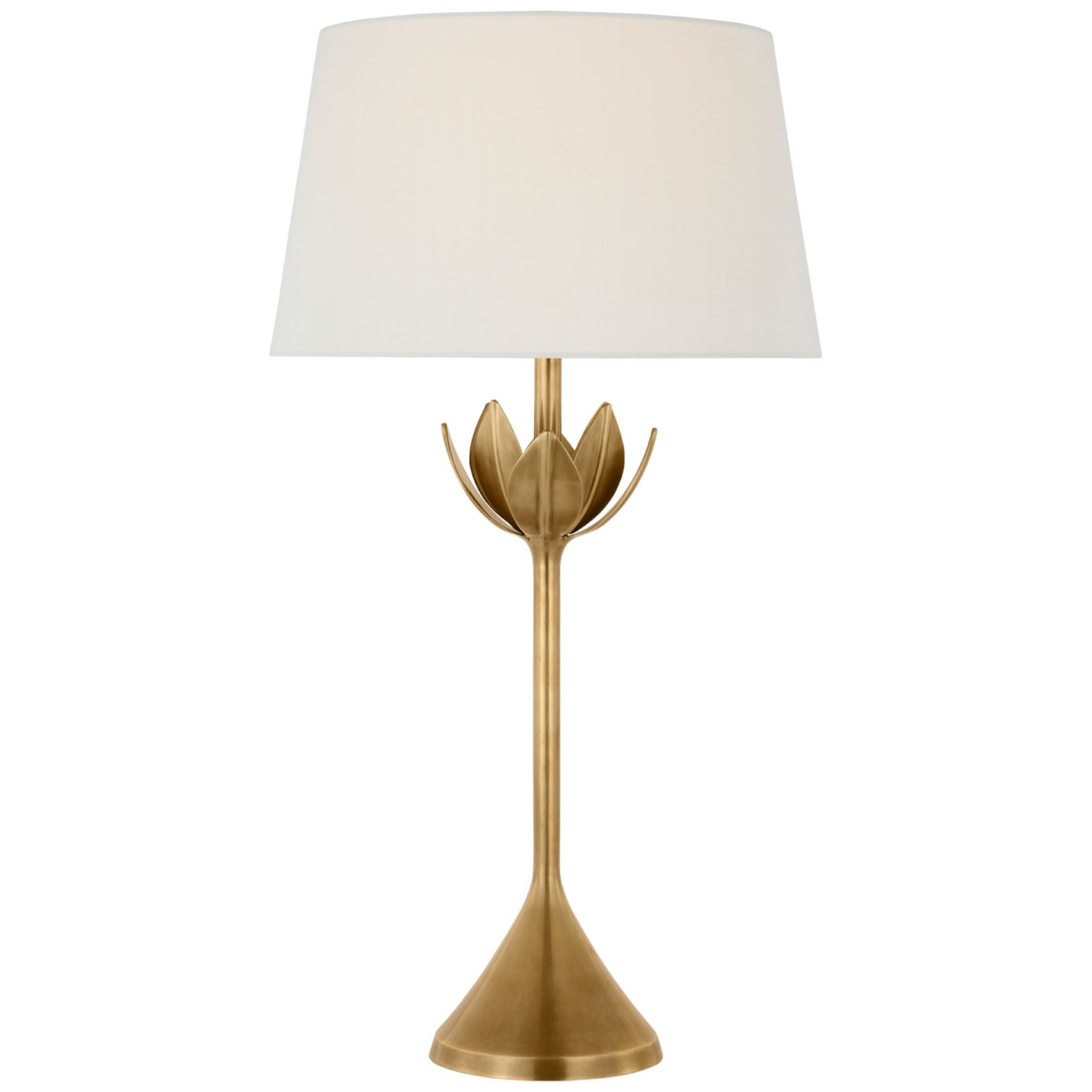 Julie Neill Alberto Large Table Lamp in Antique-Burnished Brass with Linen Shade W17" x H32.25"