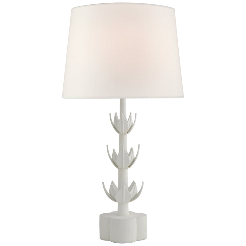 Julie Neill Alberto Large Triple Table Lamp in Plaster White with Linen Shade