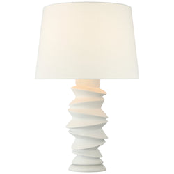 Julie Neill Karissa Medium Table Lamp in Plaster White with Linen Shade