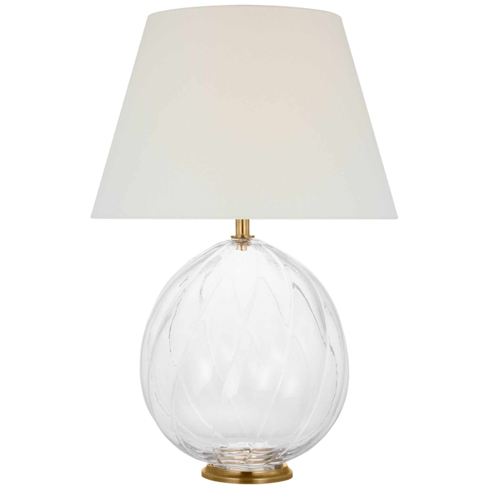 Julie Neill Talia Medium Table Lamp in Clear Glass with Linen Shade W19" x H29.25"