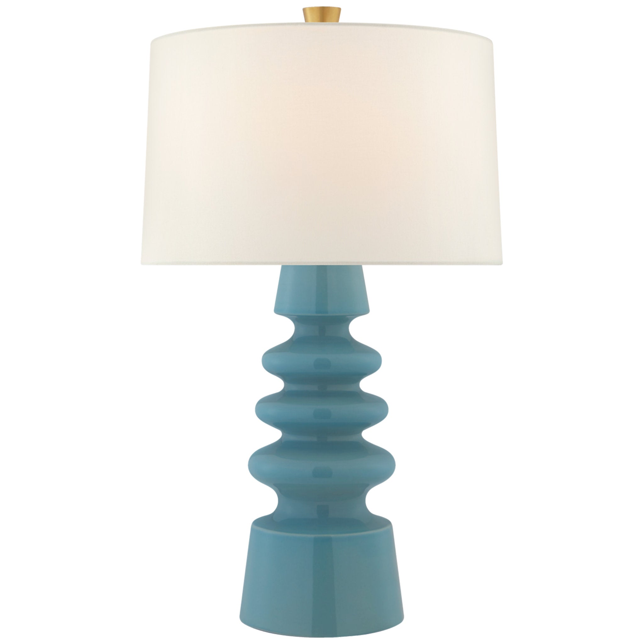 Julie Neill Andreas Medium Table Lamp in Blue Jade with Linen Shade