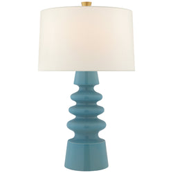 Julie Neill Andreas Medium Table Lamp in Blue Jade with Linen Shade