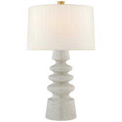 Julie Neill Andreas Medium Table Lamp in White Crackle with Linen Shade