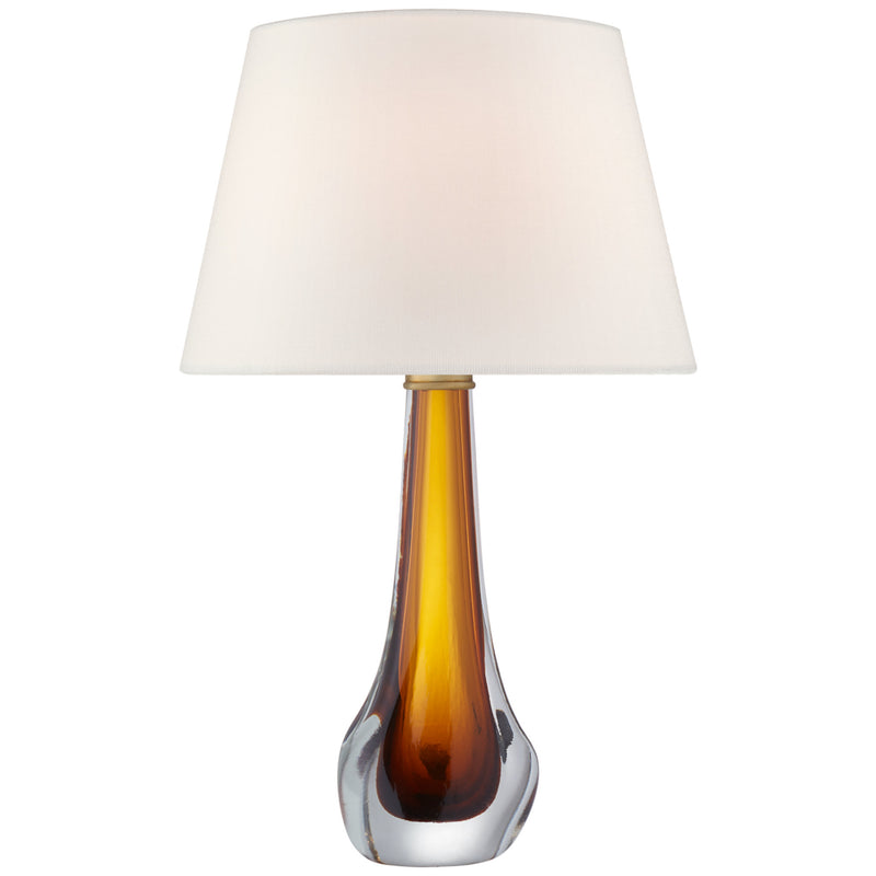 Julie Neill Christa Large Table Lamp in Amber Glass with Linen Shade