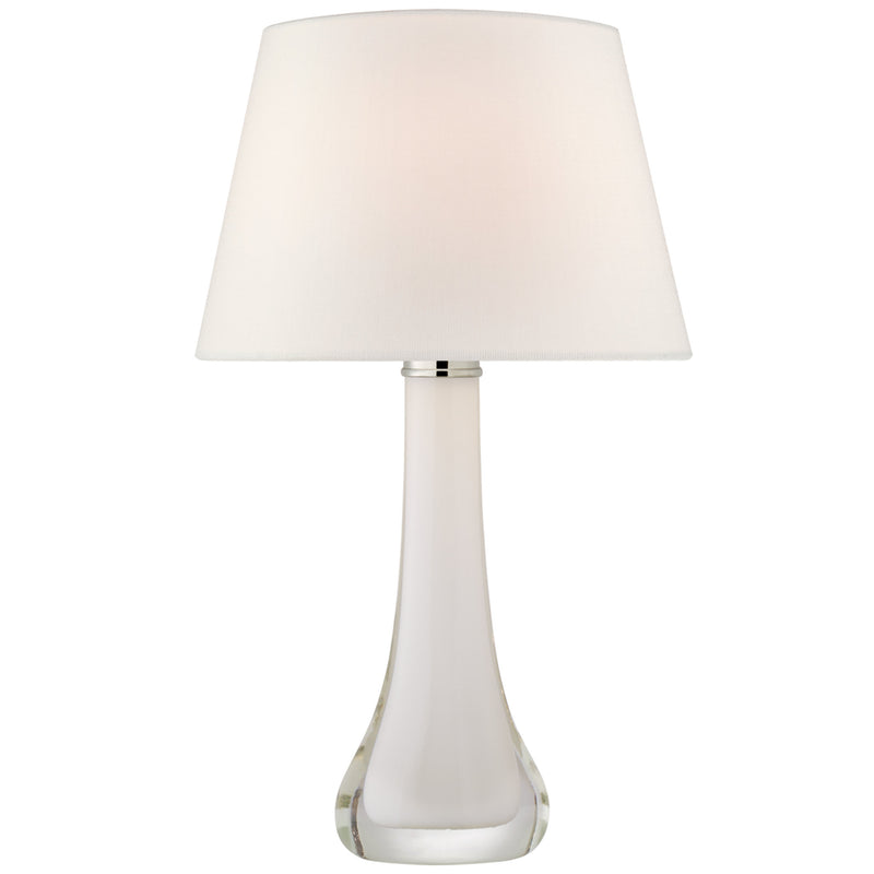 Julie Neill Christa Large Table Lamp in White Glass with Linen Shade
