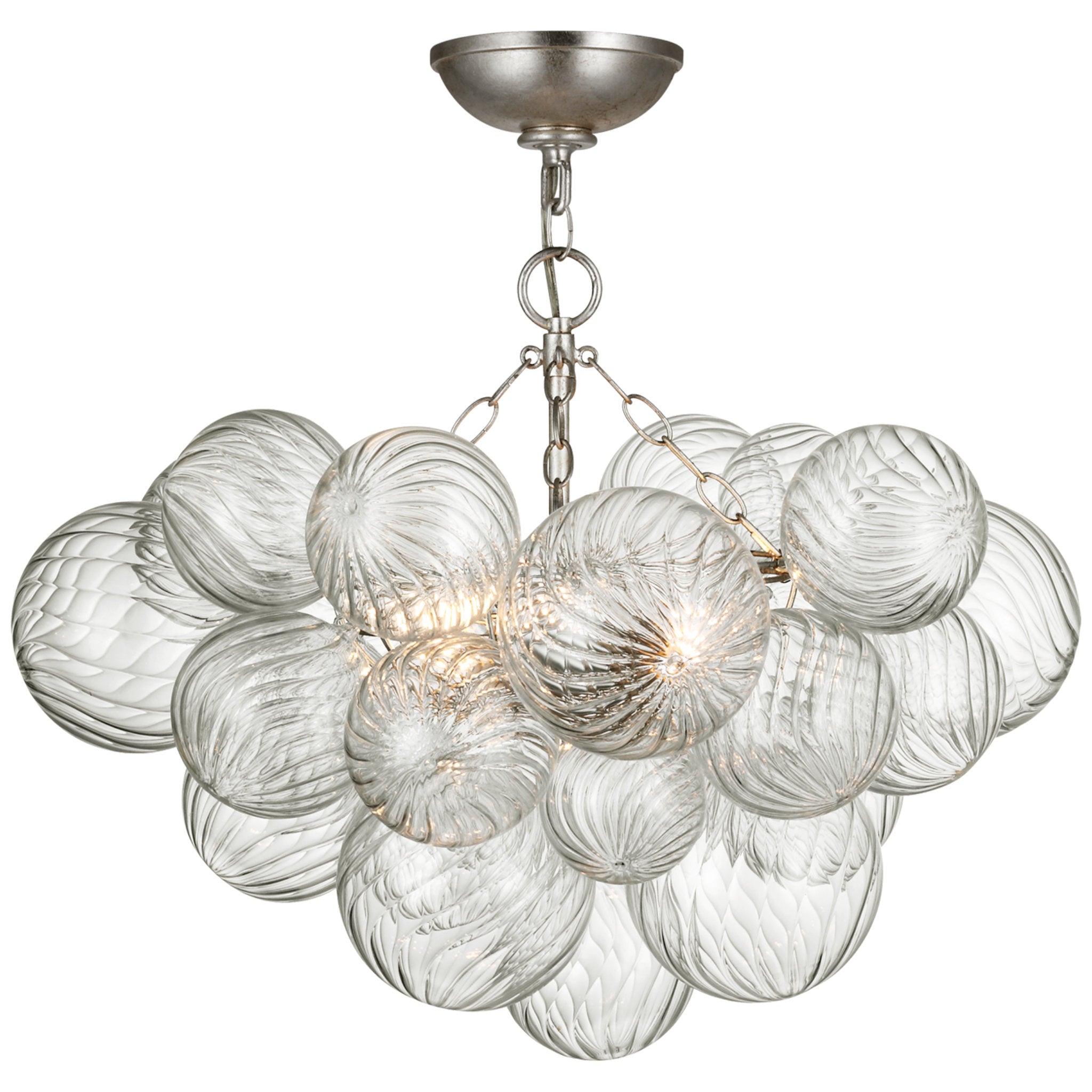 Julie Neill Talia 24" Semi-Flush Mount in Burnished Silver Leaf and Clear Swirled Glass