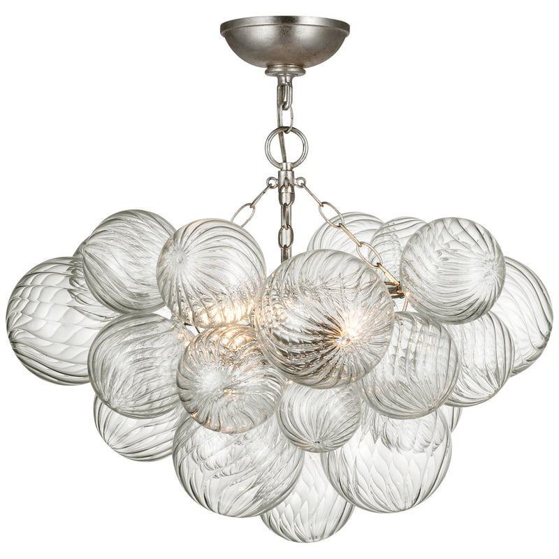 Julie Neill Talia Small Semi-Flush Mount in Burnished Silver Leaf and Clear Swirled Glass