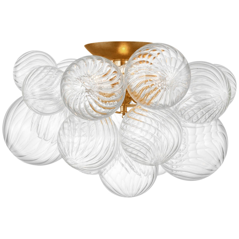 Julie Neill Talia Large Flush Mount in Gild and Clear Swirled Glass