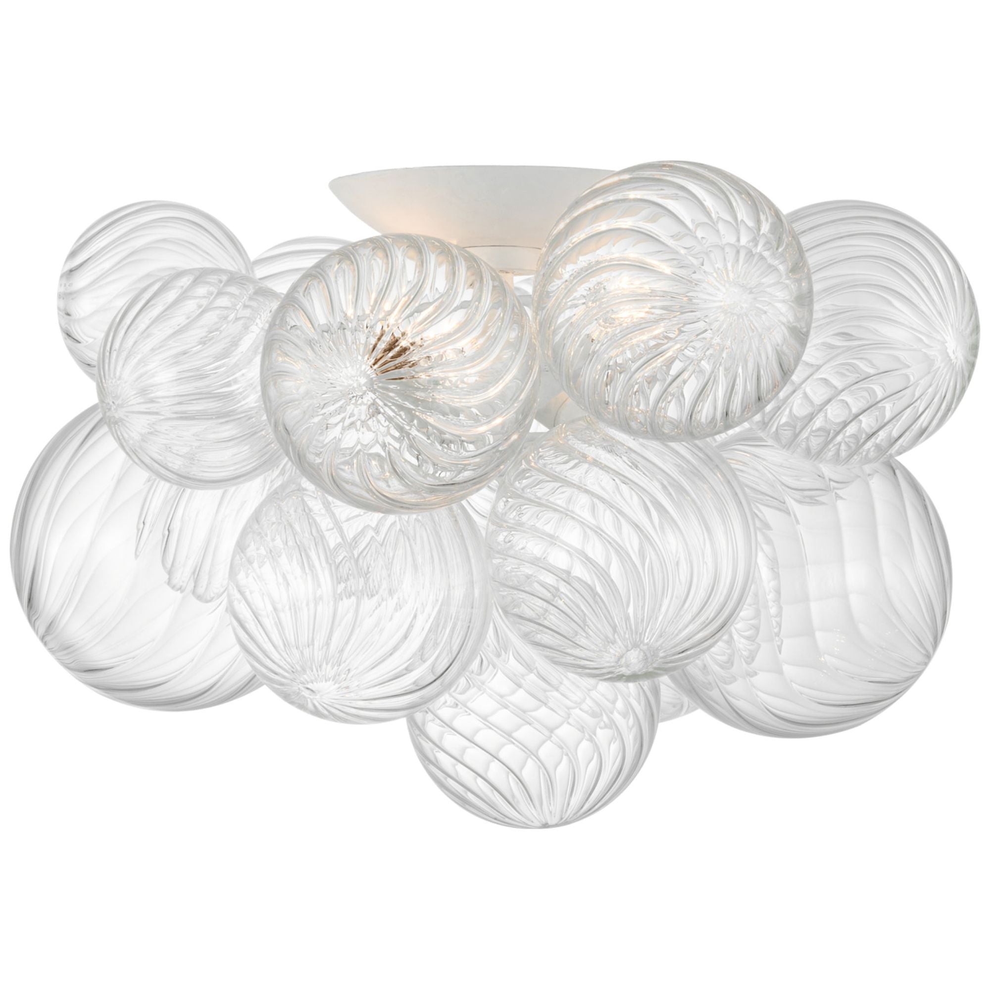 Julie Neill Talia 20" Flush Mount in Plaster White and Clear Swirled Glass Ceiling Light W19.5" x H11"