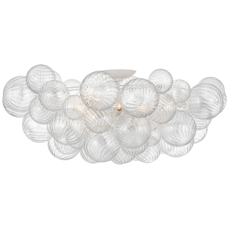 Julie Neill Talia Grande Flush Mount in Plaster White and Clear Swirled Glass