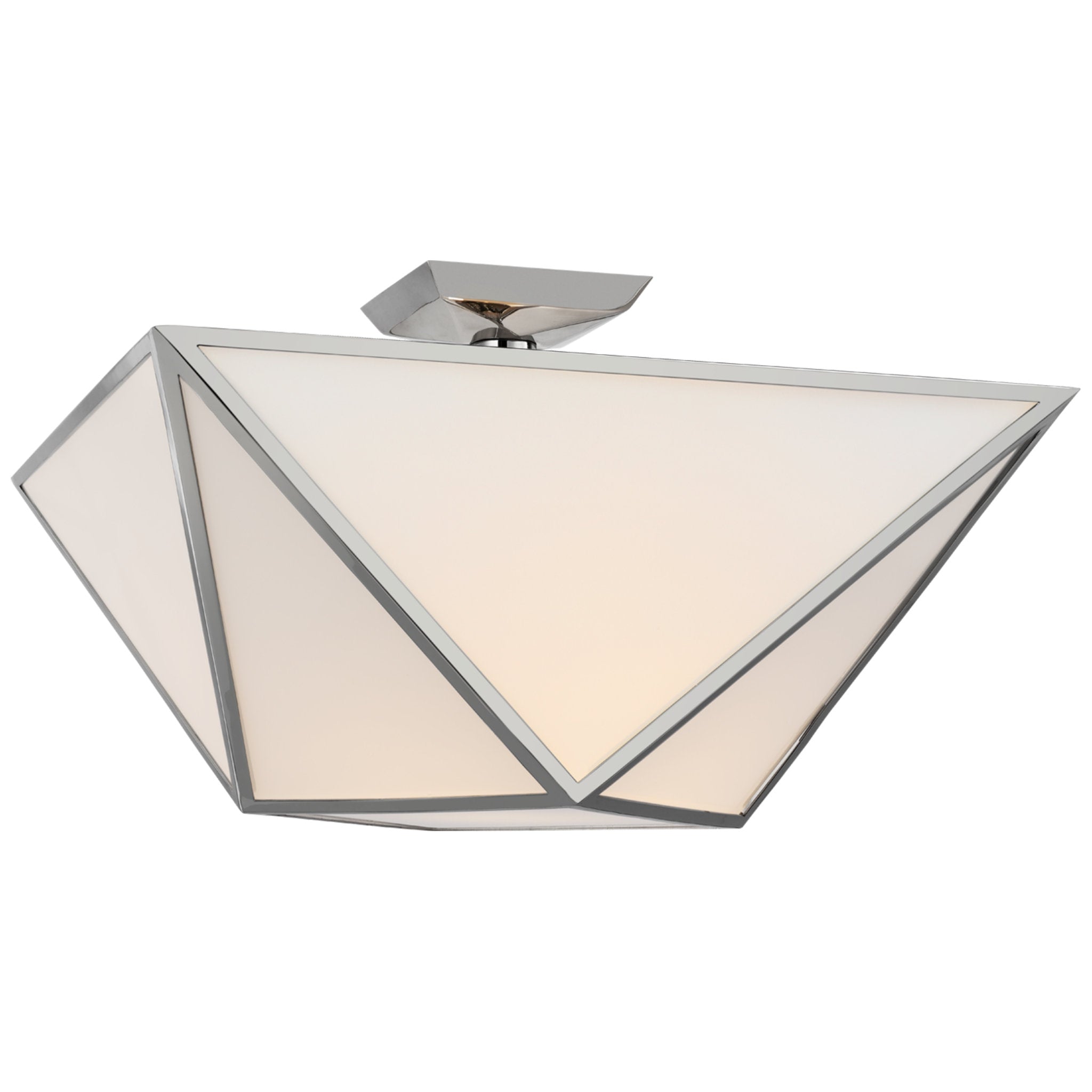 Julie Neill Lorino Large Semi-Flush Mount in Polished Nickel with White Glass