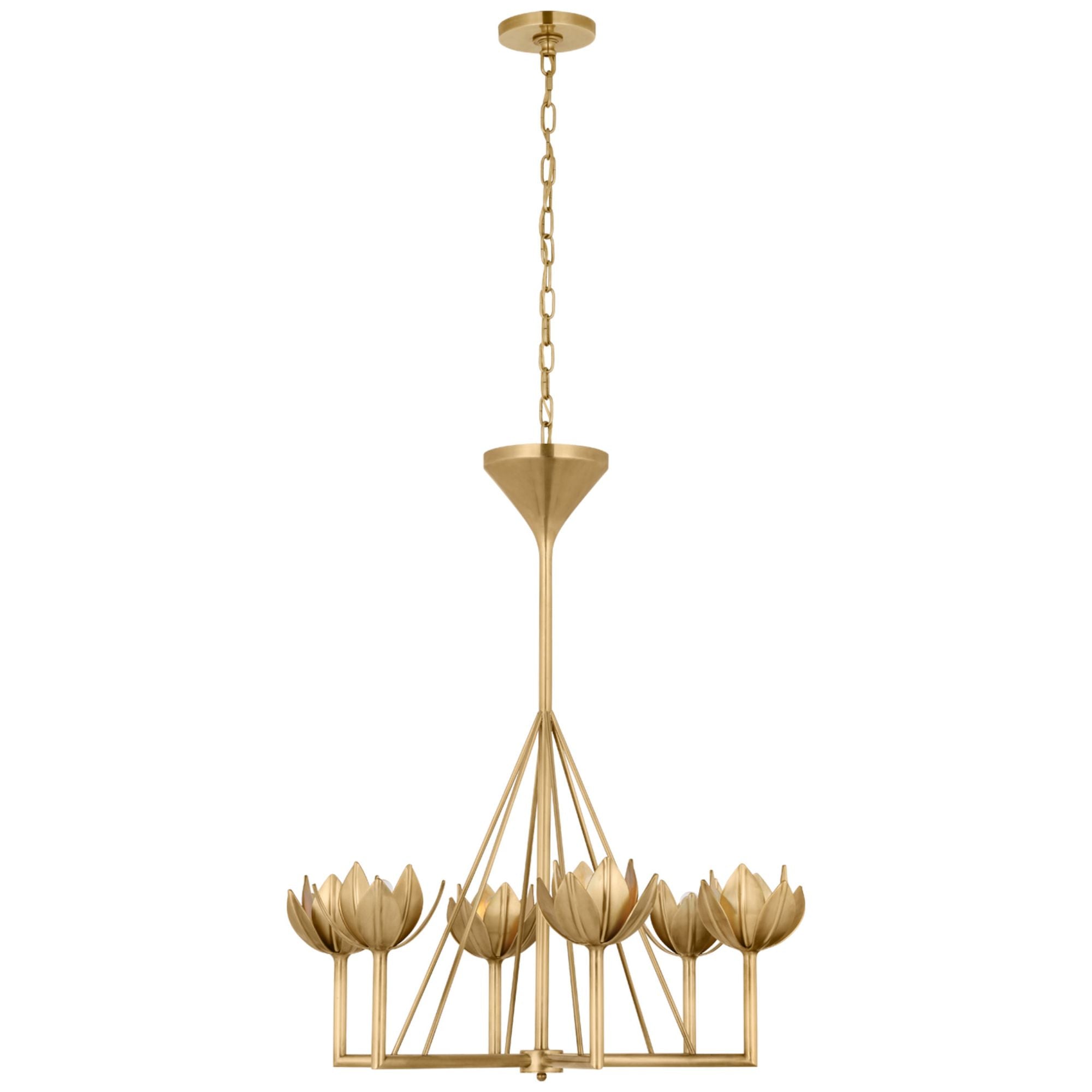 Julie Neill Alberto Small Single Tier Chandelier in Antique-Burnished Brass Ceiling Light W30" x H34.5"