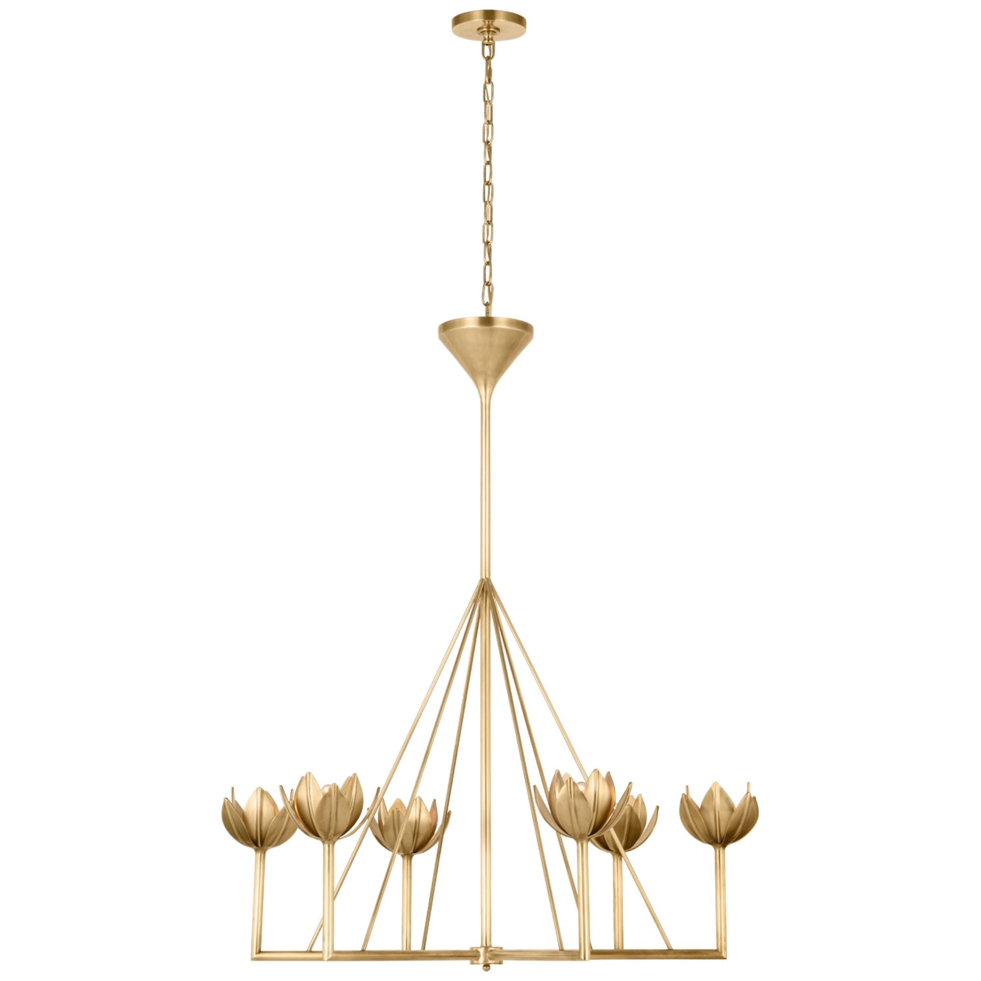 Julie Neill Alberto Large Single Tier Chanderlier in Antique-Burnished Brass Ceiling Light W40" x H46.75"