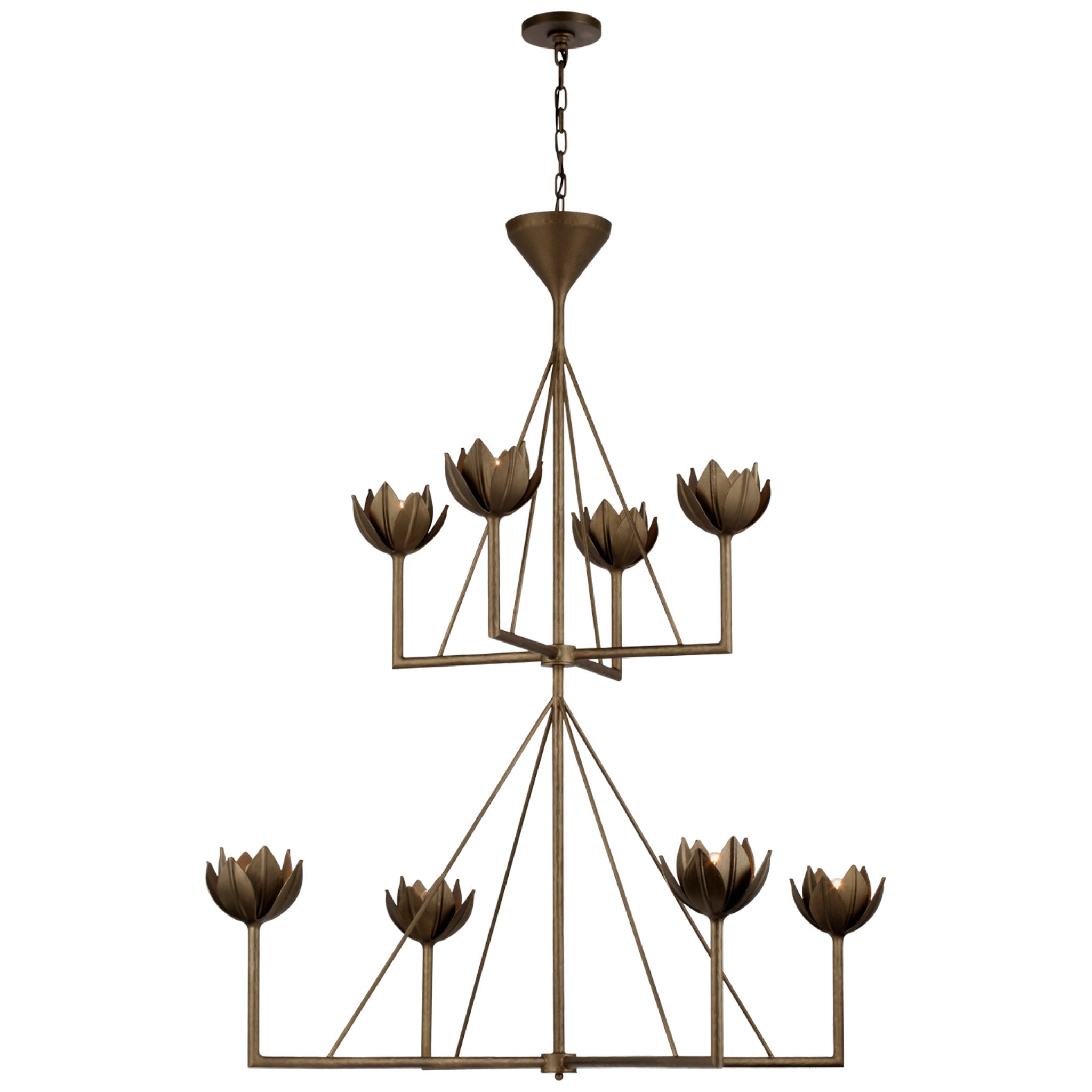 Julie Neill Alberto Large Two Tier Chandelier in Antique Bronze Leaf Ceiling Light W48" x H57.5"