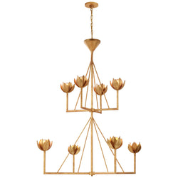 Julie Neill Alberto Large Two Tier Chandelier in Antique Gold Leaf
