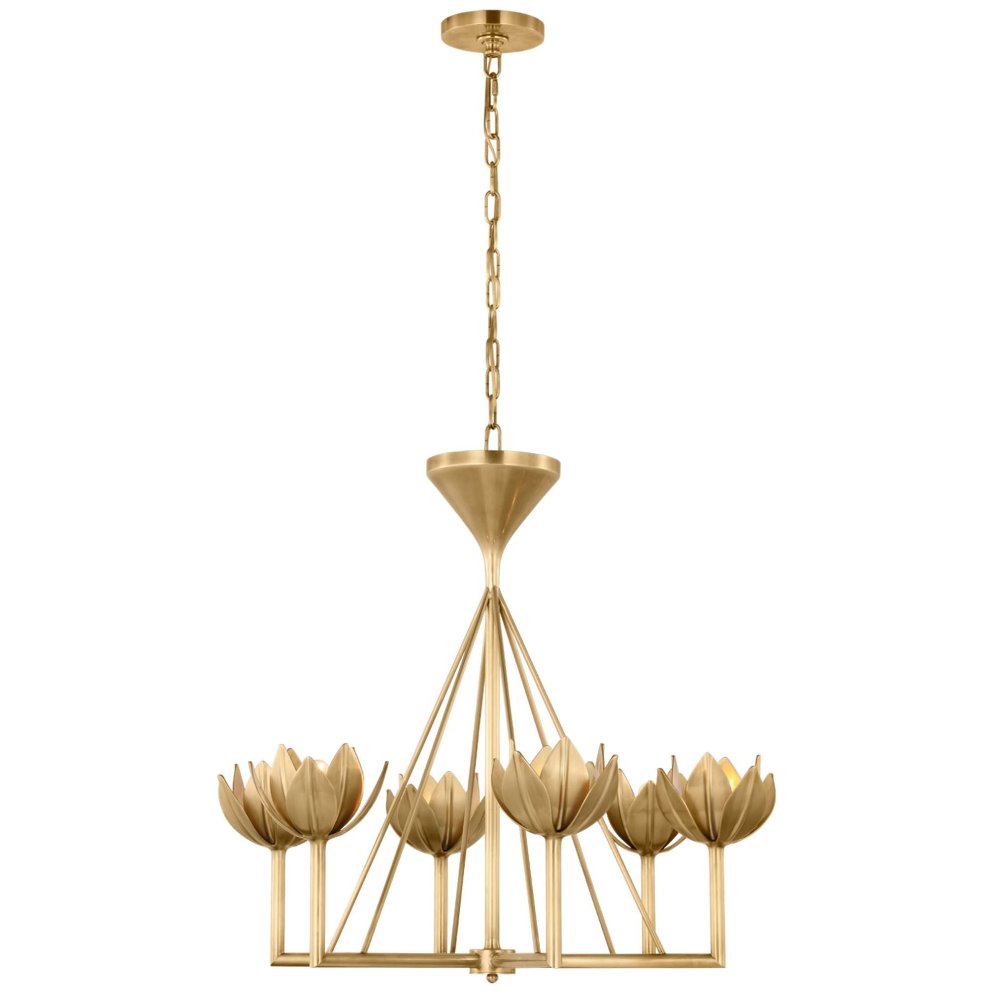 Julie Neill Alberto Small Low Ceiling Chandelier in Antique-Burnished Brass