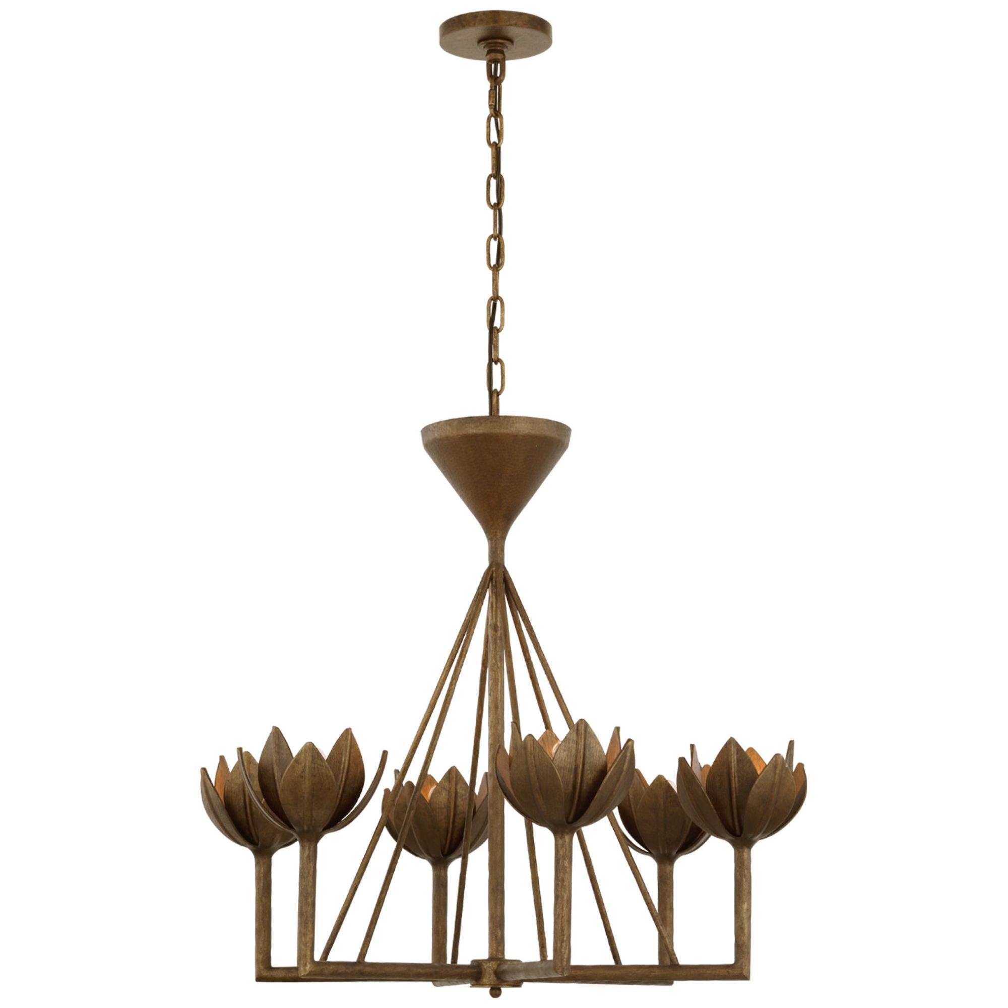 Julie Neill Alberto Small Low Ceiling Chandelier in Antique Bronze Leaf Ceiling Light W28.75" x H27"