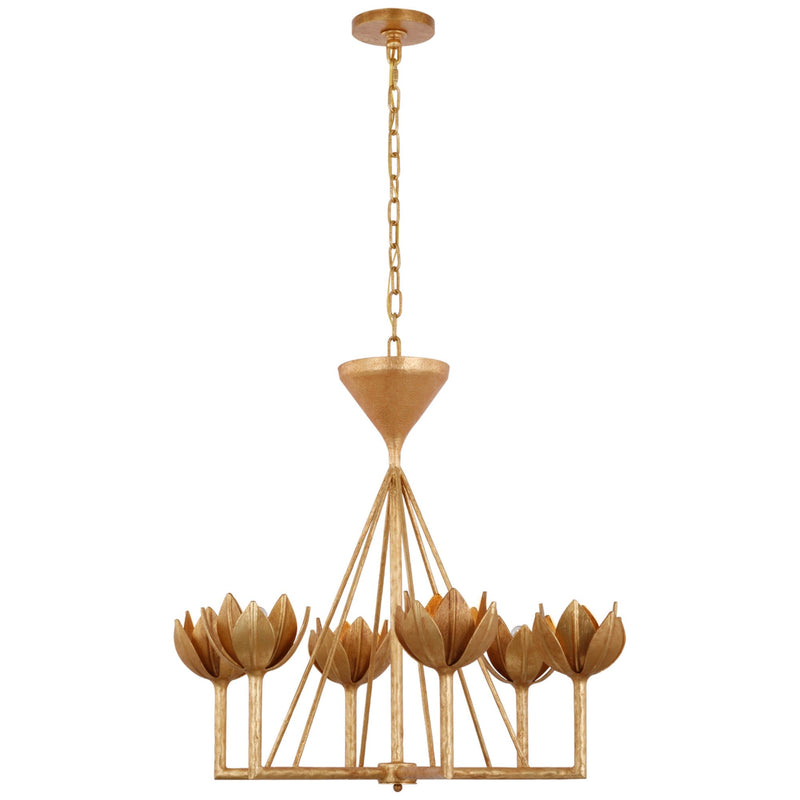 Julie Neill Alberto Small Low Ceiling Chandelier in Antique Gold Leaf