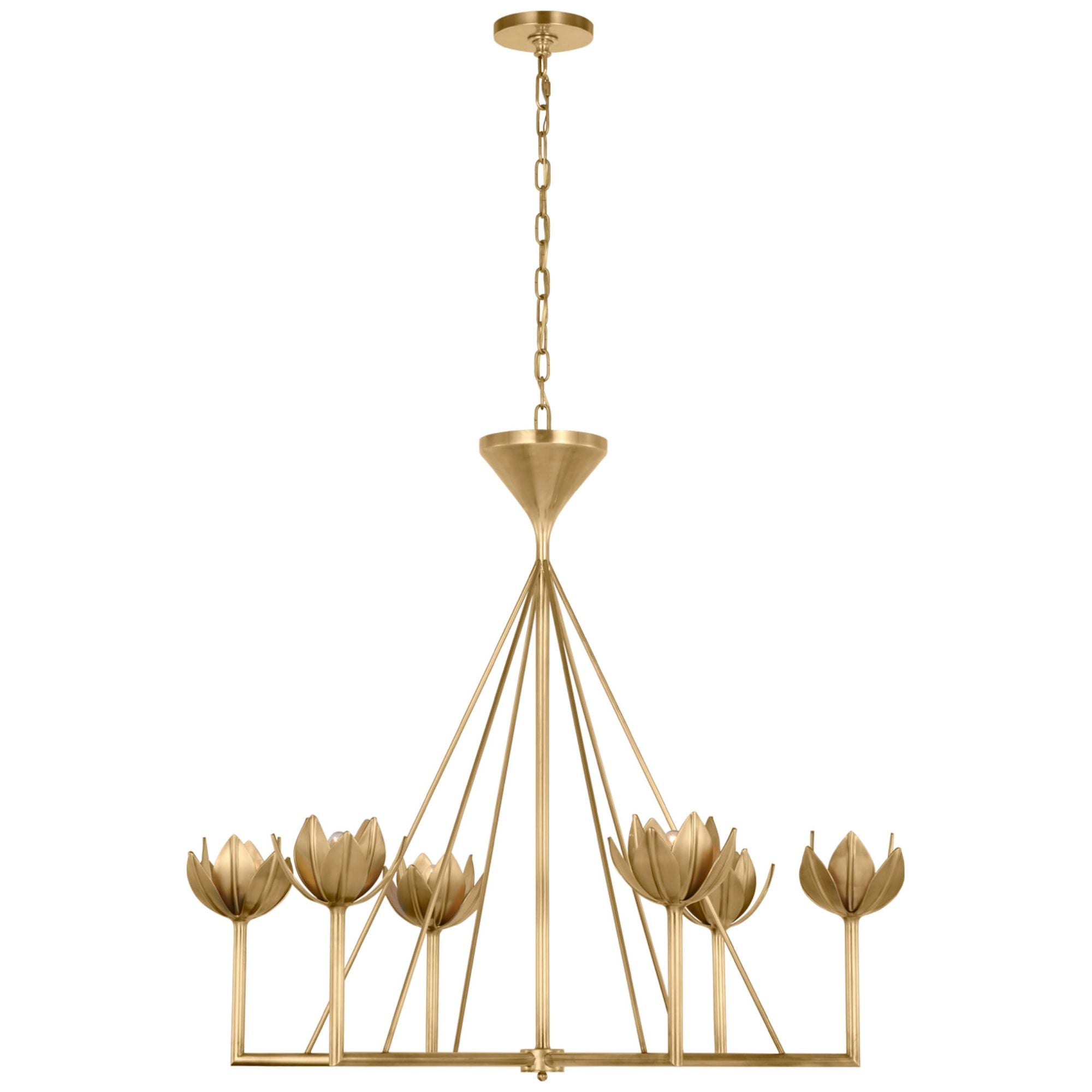 Julie Neill Alberto Large Low Ceiling Chandelier in Antique-Burnished Brass