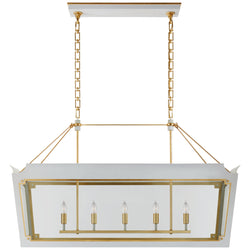 Julie Neill Caddo Medium Linear Lantern in Soft White and Gild with Clear Glass