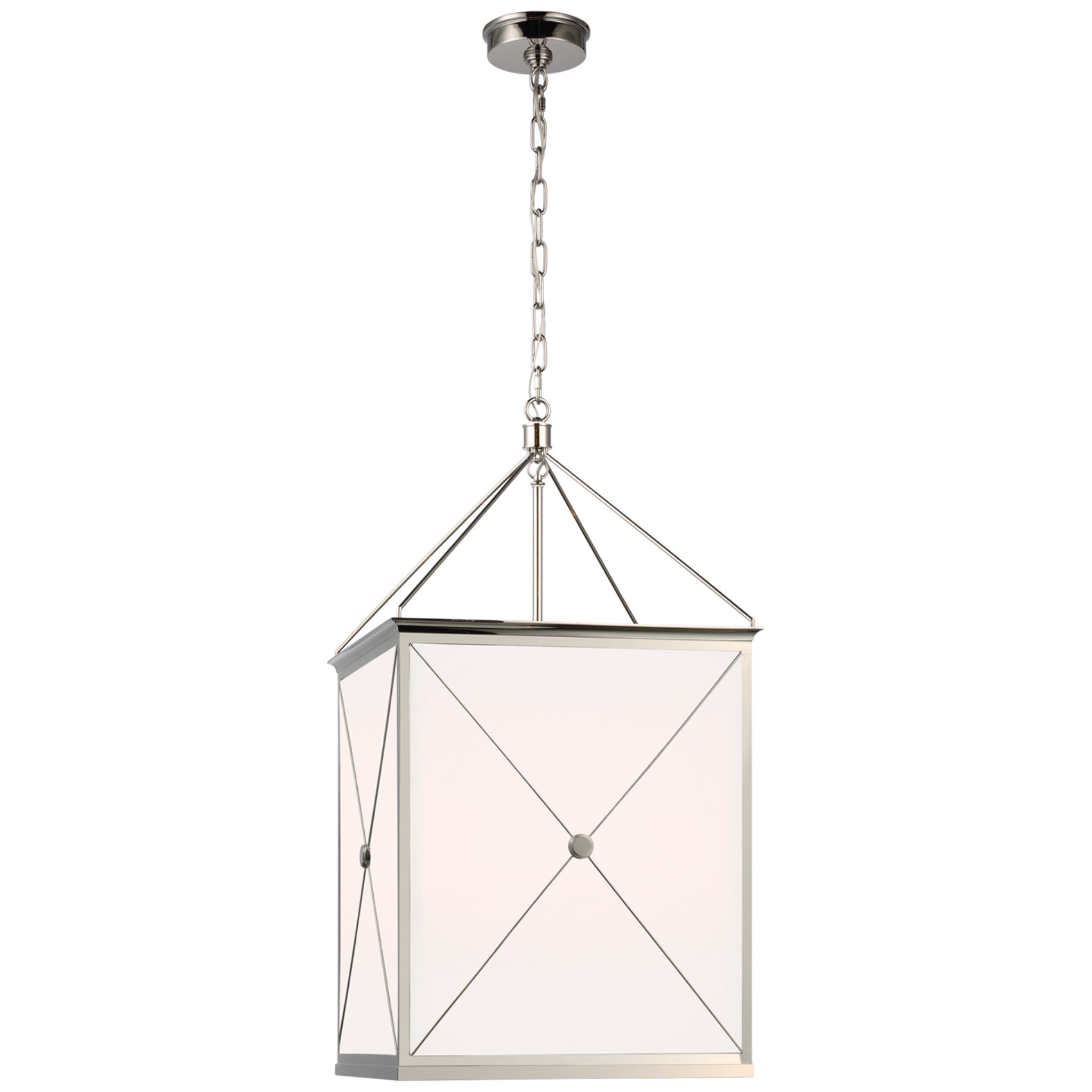 Julie Neill Rossi Medium Lantern in Polished Nickel with White Glass