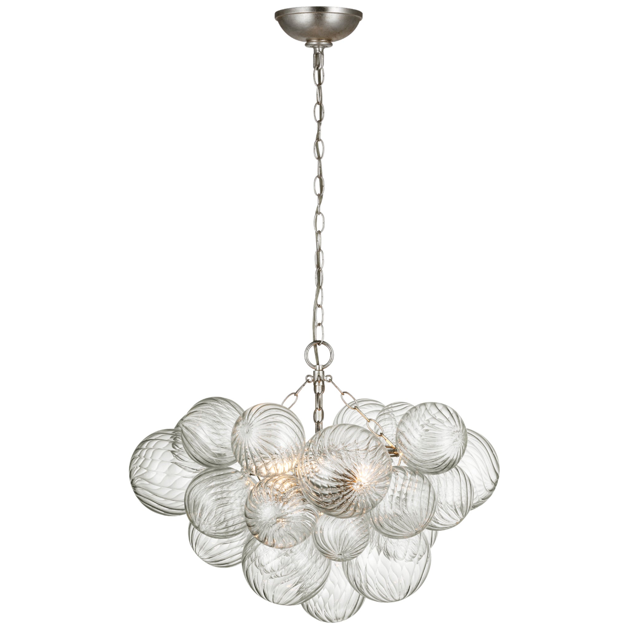 Julie Neill Talia Small Chandelier in Burnished Silver Leaf and Clear Swirled Glass