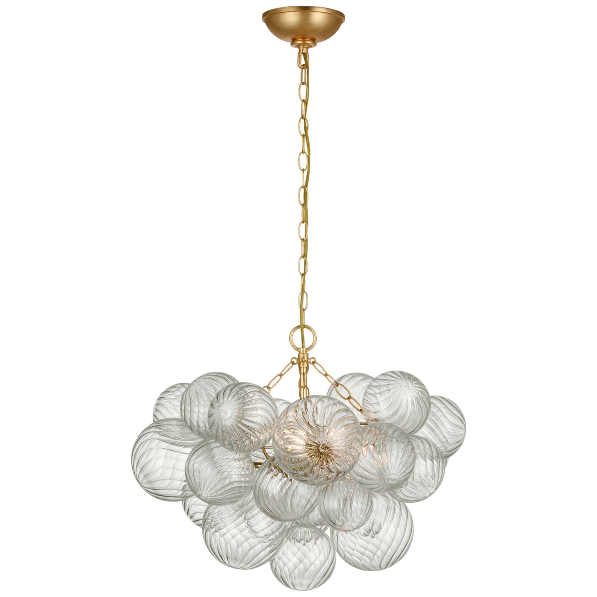 Julie Neill Talia Small Chandelier in Gild and Clear Swirled Glass