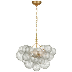 Julie Neill Talia Small Chandelier in Gild and Clear Swirled Glass
