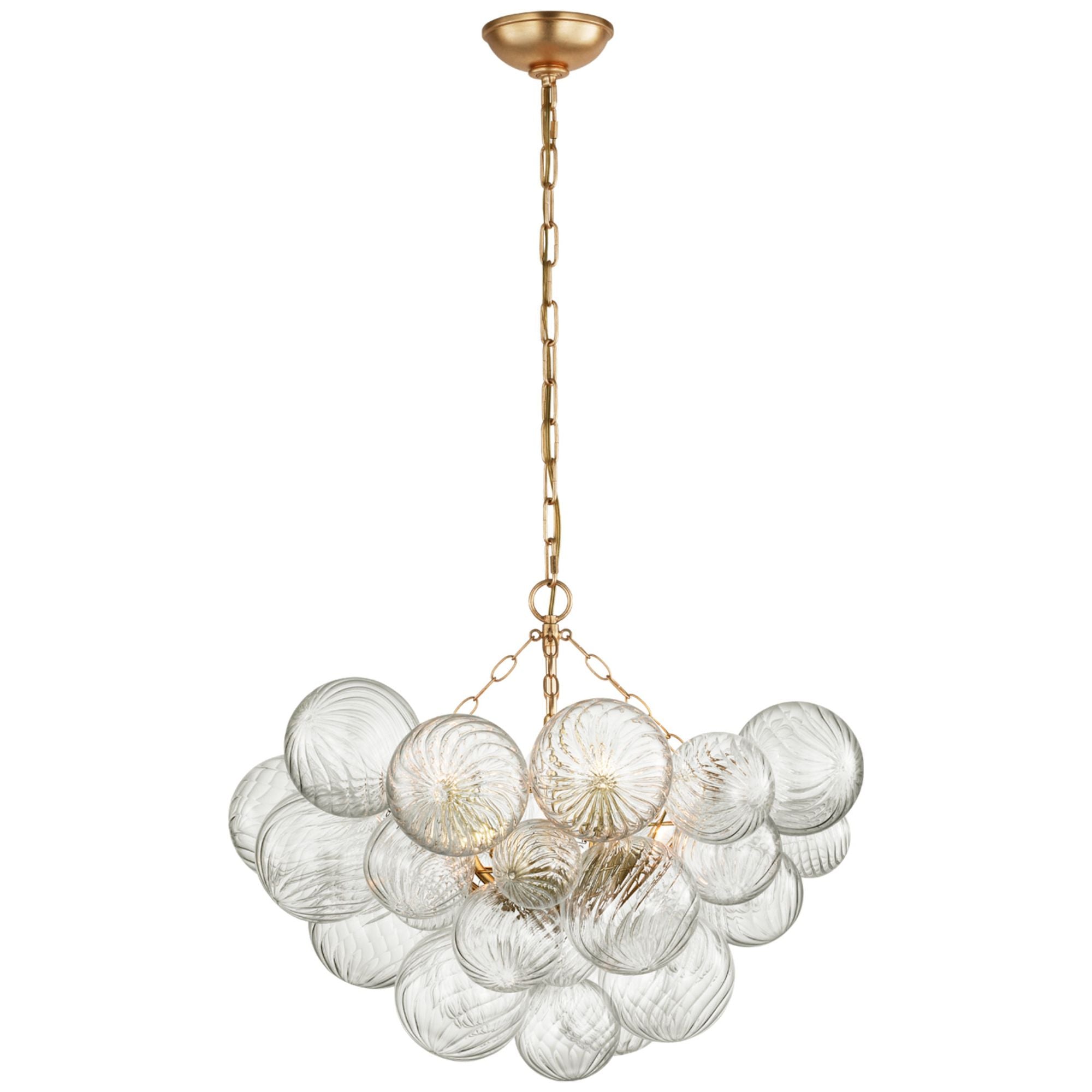 Julie Neill Talia Medium Chandelier in Gild and Clear Swirled Glass Ceiling Light W29.25" x H22.25"