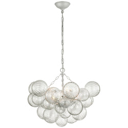 Julie Neill Talia Medium Chandelier in Plaster White and Clear Swirled Glass