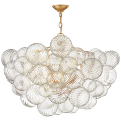 Julie Neill Talia Large Chandelier in Gild and Clear Swirled Glass