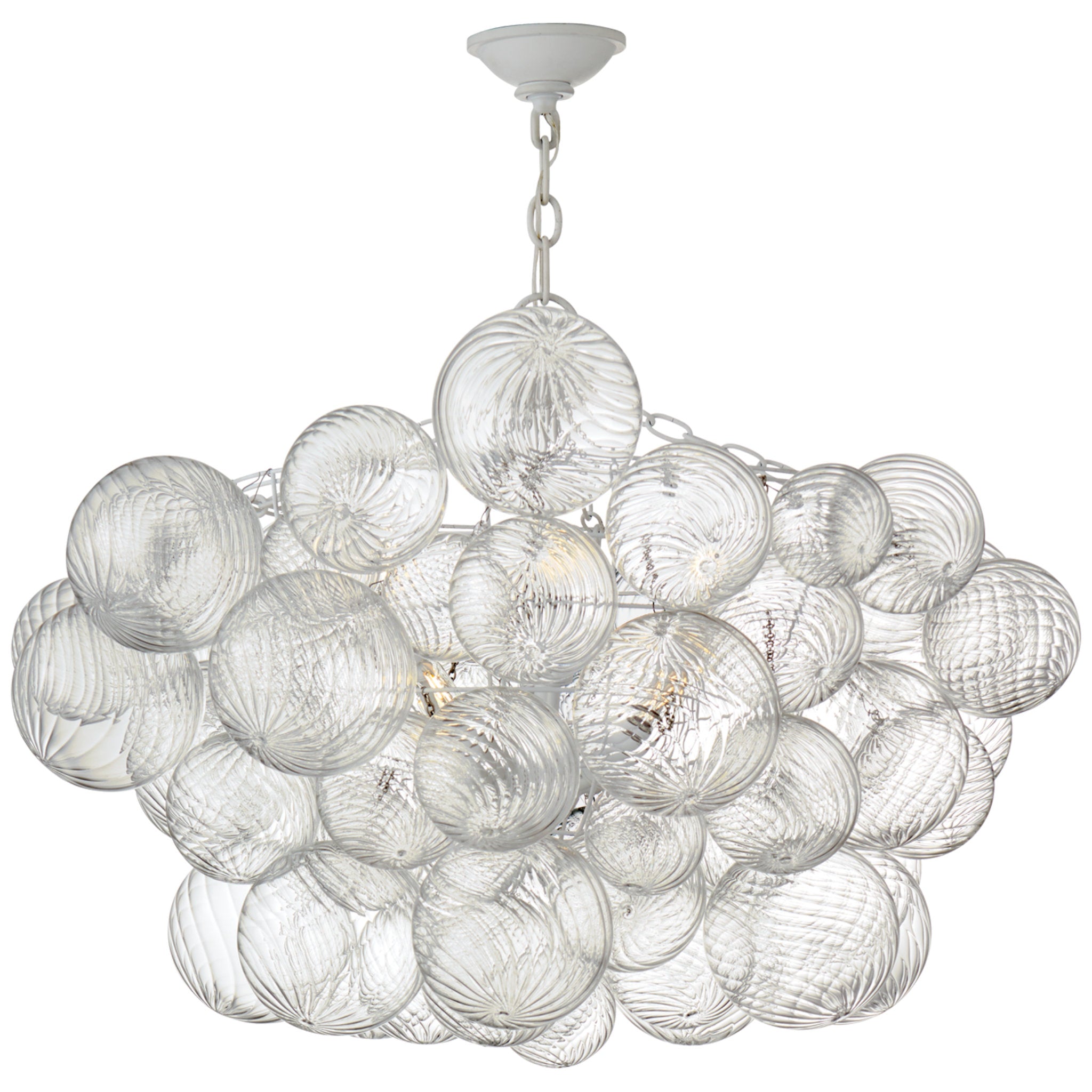 Julie Neill Talia Large Chandelier in Plaster White and Clear Swirled Glass