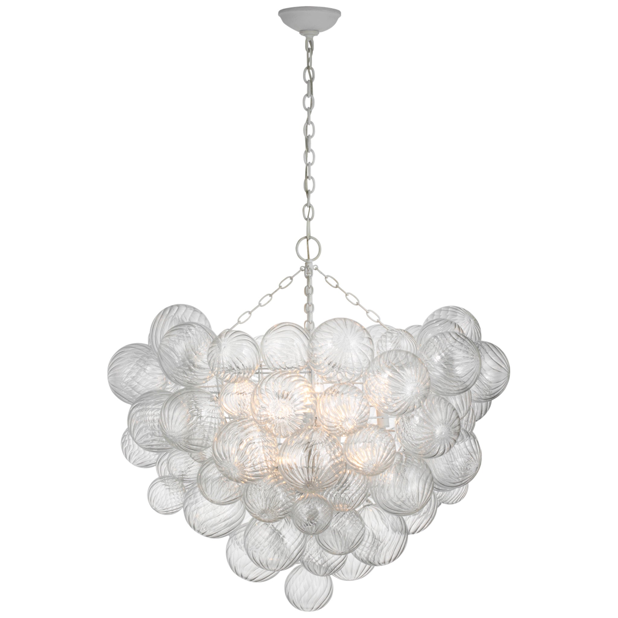 Julie Neill Talia Grande Chandelier in Plaster White with Clear Swirled Glass