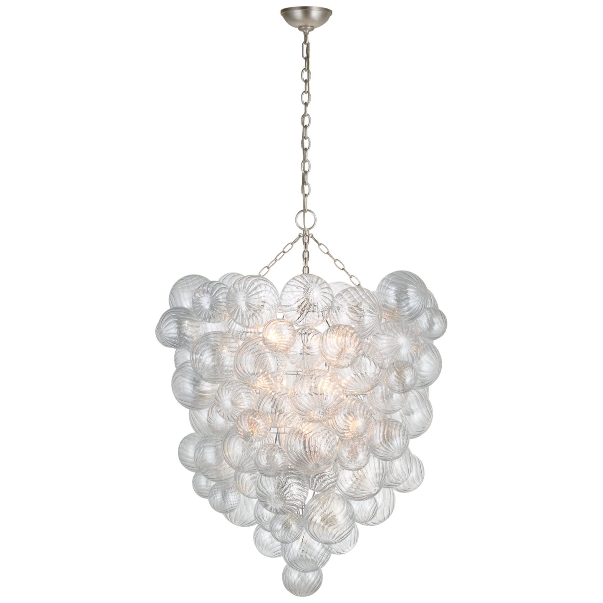 Julie Neill Talia Grande Entry Chandelier in Burnished Silver Leaf with Clear Swirled Glass