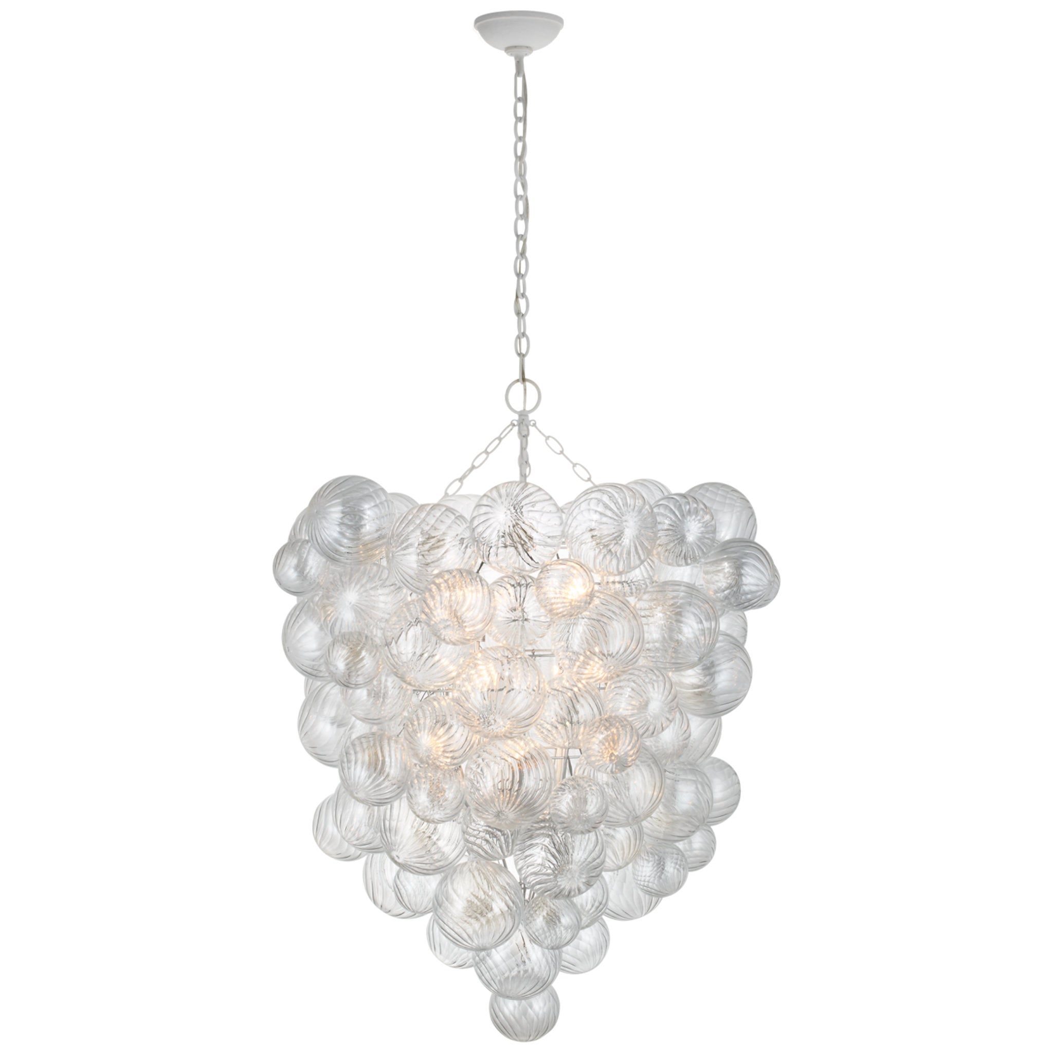 Julie Neill Talia Grande Entry Chandelier in Plaster White with Clear Swirled Glass