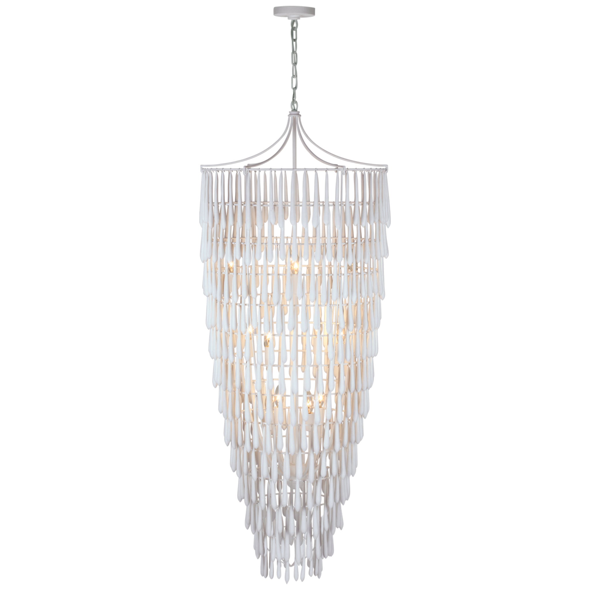 Julie Neill Vacarro Tall Cascading Chandelier in Plaster White Ceiling Light W25" x H66.75"