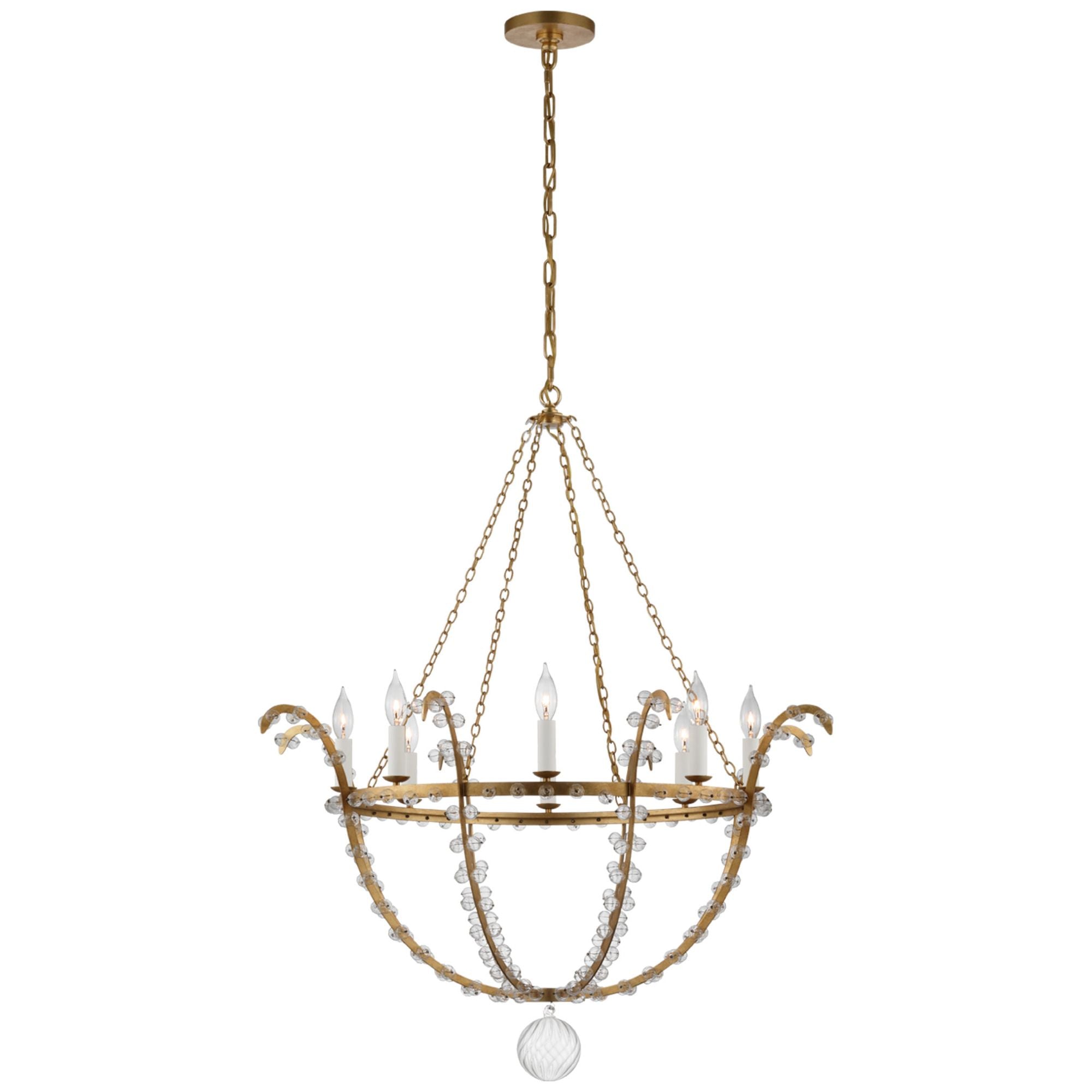 Julie Neill Alonzo Large Chandelier in Gild and Clear Glass