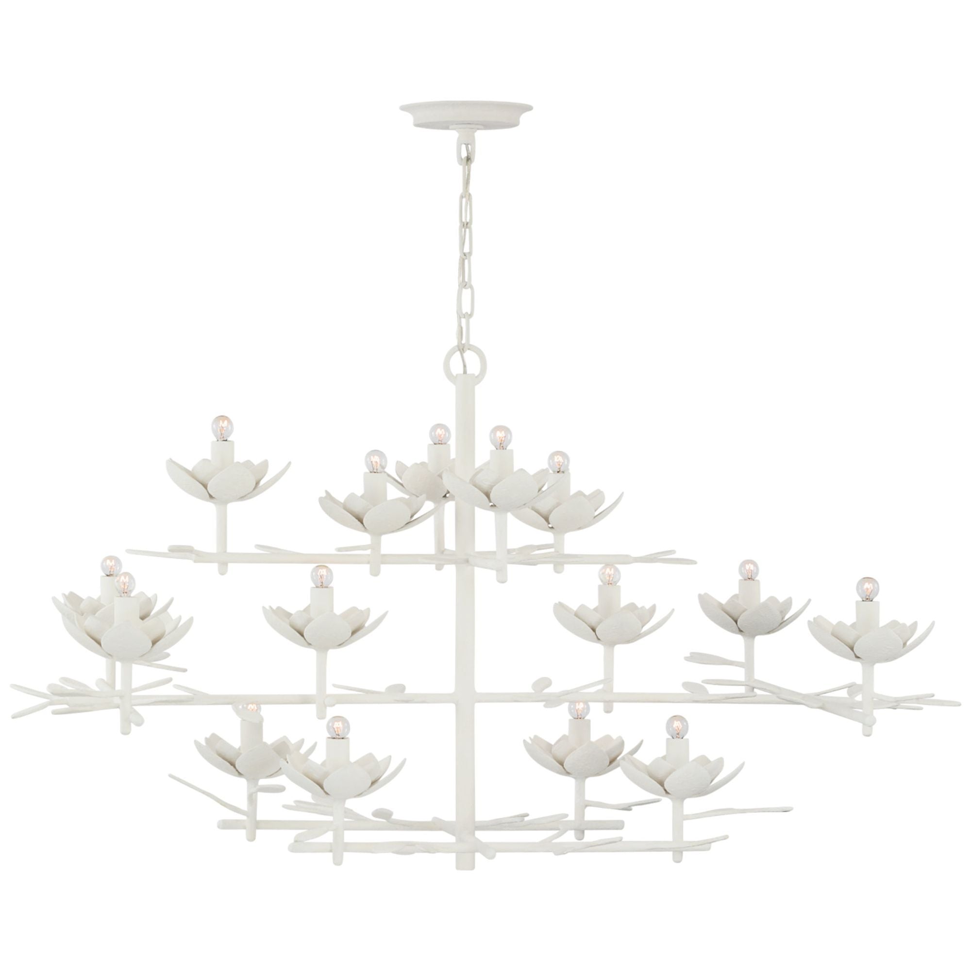 Julie Neill Clementine 48" Low Wide Tiered Chandelier in Plaster White Ceiling Light W48" x H27.5"