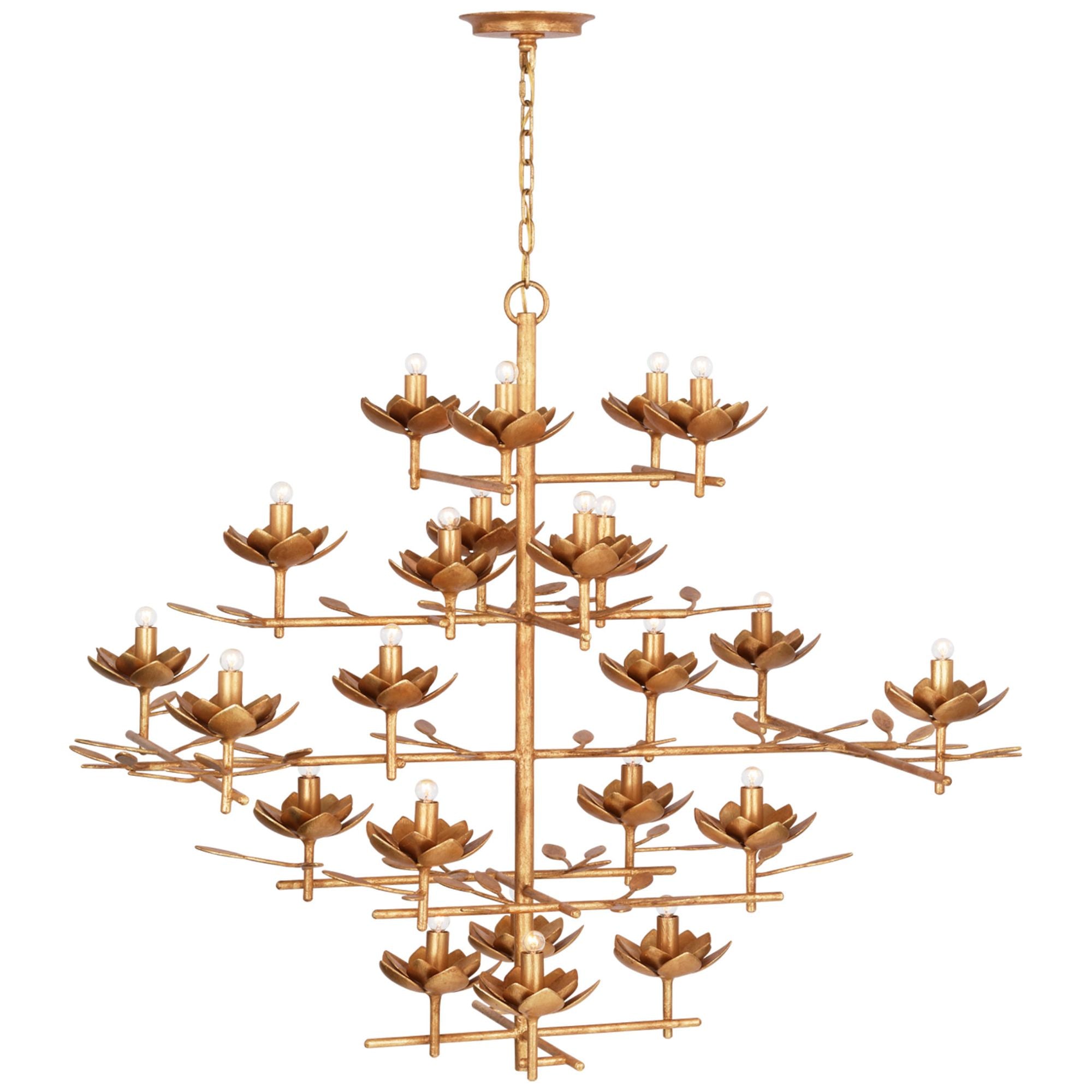 Julie Neill Clementine 48" Tiered Entry Chandelier in Antique Gold Leaf Ceiling Light W48" x H42"